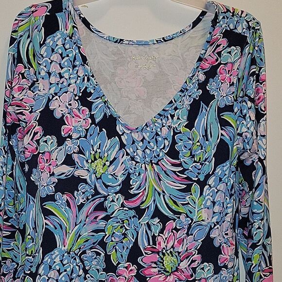 Lilly Pulitzer High Tide "Pineapple Paradise" Kaisley Dress Dual Neck Small - Picture 4 of 7